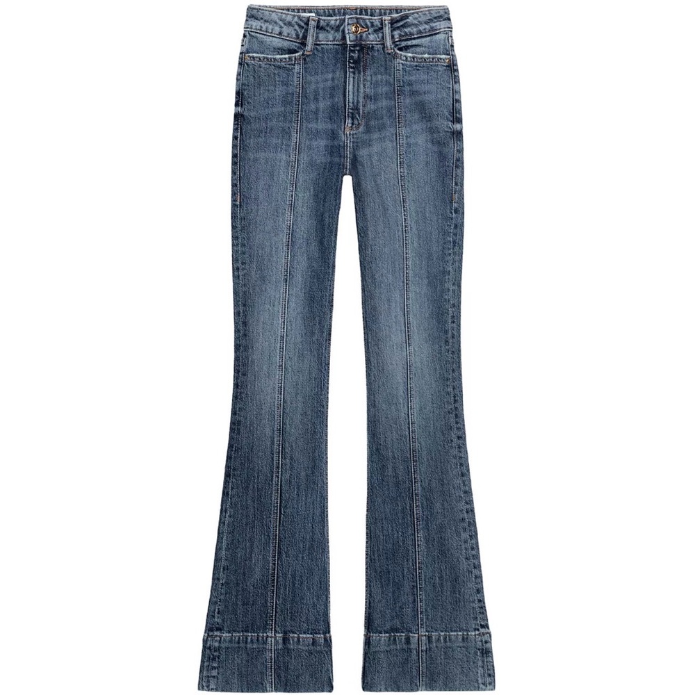 Zara Medium Blue High-Rise Flared Jeans